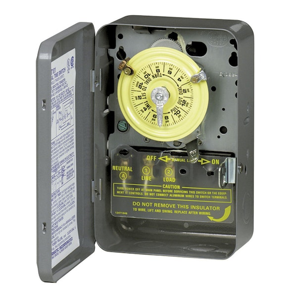 24-Hour Mechanical Time Switch, 120 VAC, 60Hz, SPST, Indoor Metal Enclosure, 1 Hour Interval